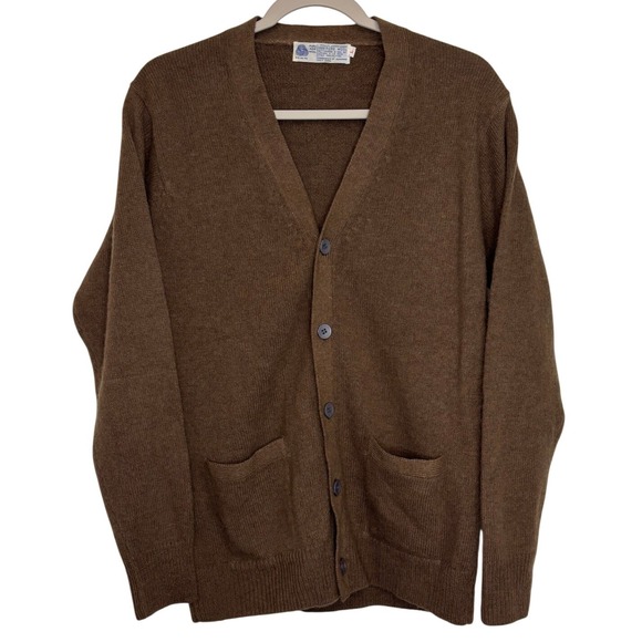 Other - VTG 100% Pure Wool Cardigan Tobacco Brown Minimalist Grandpa Sweater